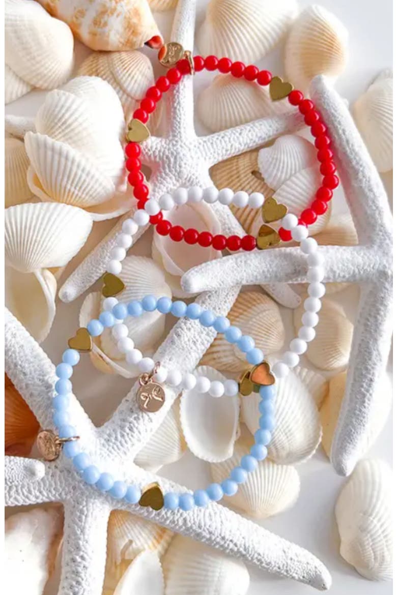 Hearts Girls' Bracelet Set, Alternate, color, Red/White/Blue