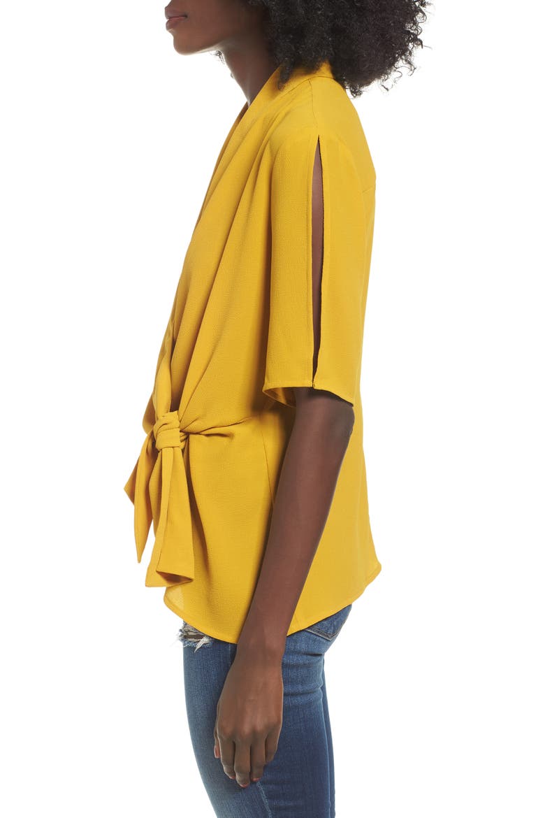 Tie Front Wrap Top, Alternate, color, OLIVE TAWNY