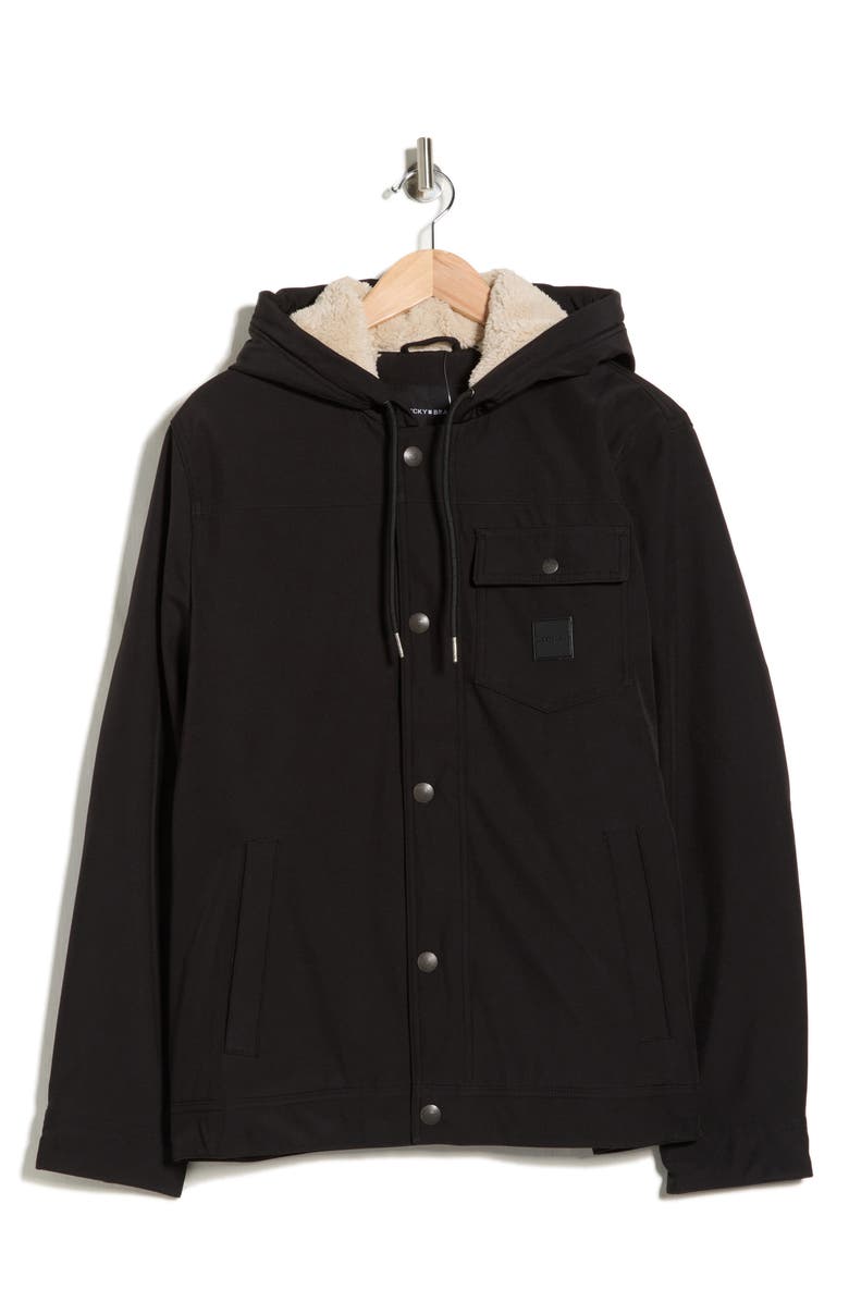 Lucky Brand Loki Workwear Soft Shell Faux Shearling Jacket, Alternate, color, Black