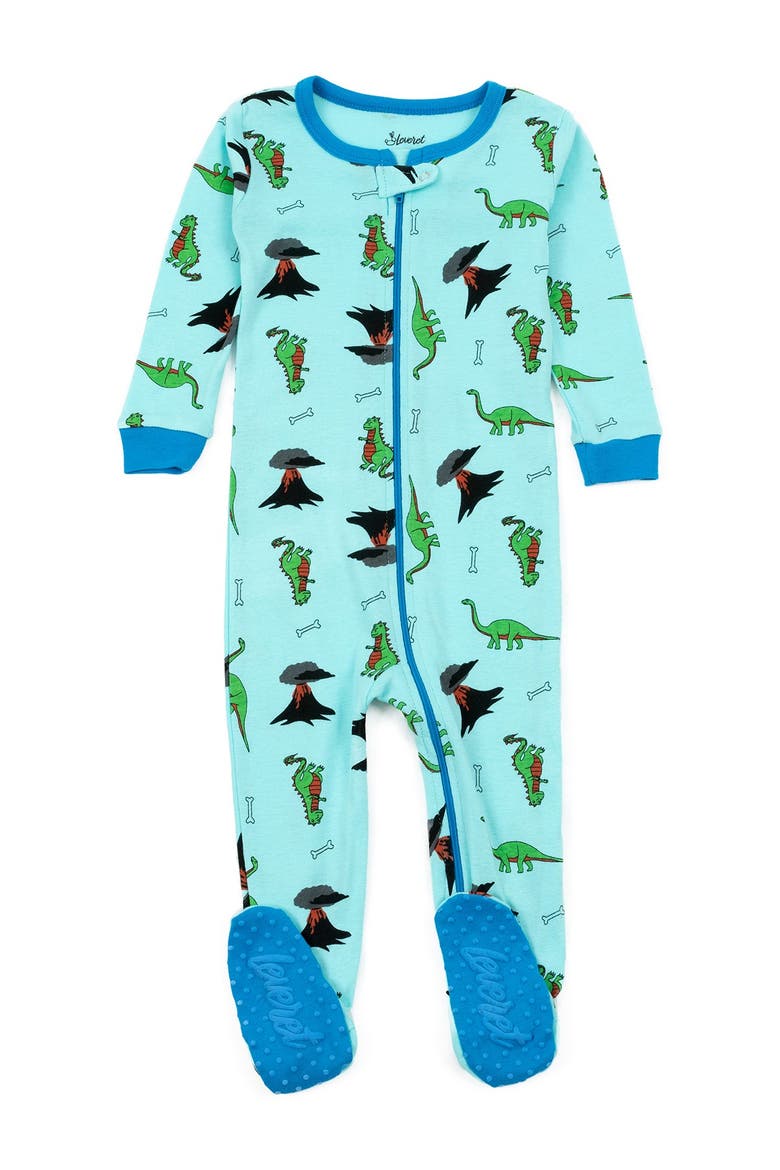Dinosaur Footed Pajamas, Main, color, BLUE