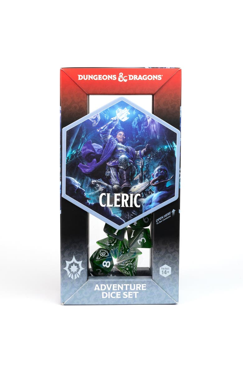 Dungeons & Dragons D&D Adventure Dice Cleric Green, 15Pc Rpg Die Set, Alternate, color, Green