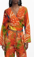 Desigual Long Sleeve Crop Wrap Top