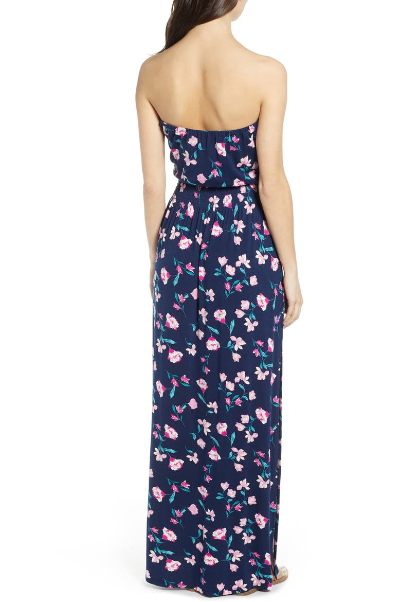 Strapless Maxi Dress, Alternate, color, NAVY SWEET PEA FLORAL