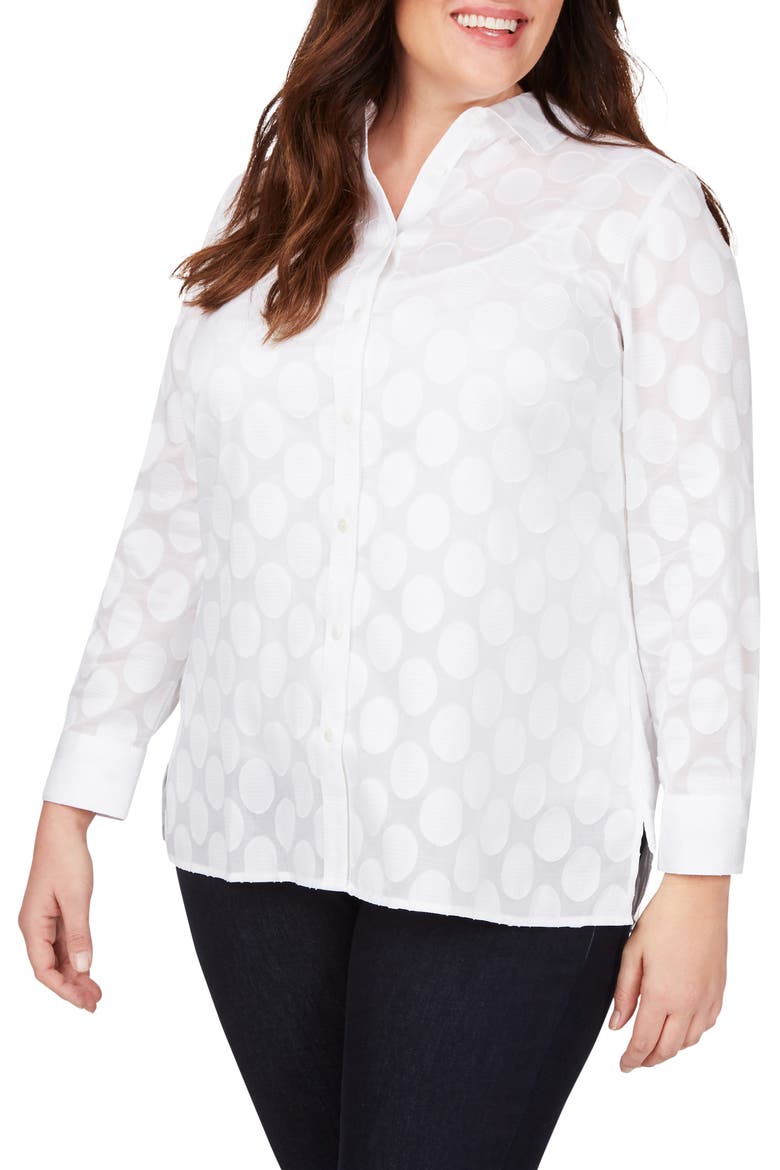 Journey Burnout Polka Dot Shirt, Main, color, WHITE