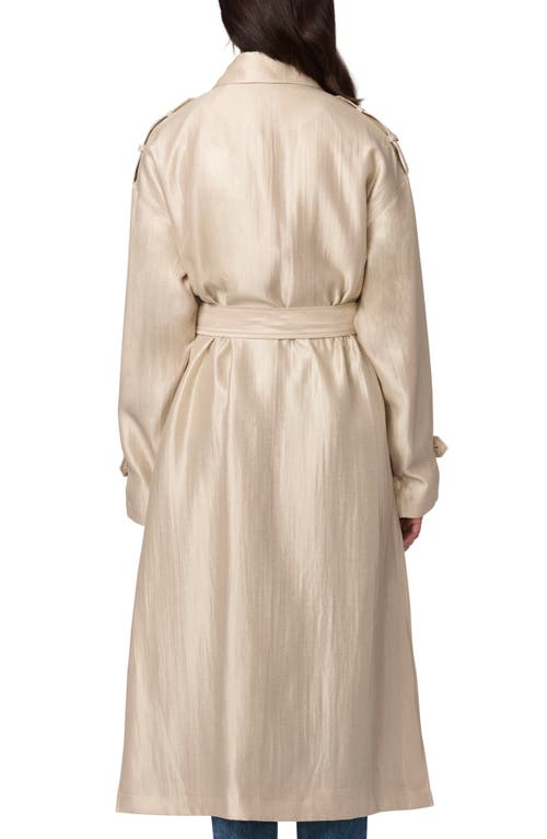 Bernardo Golden Luster Double Breasted Trench Coat In Light Khaki