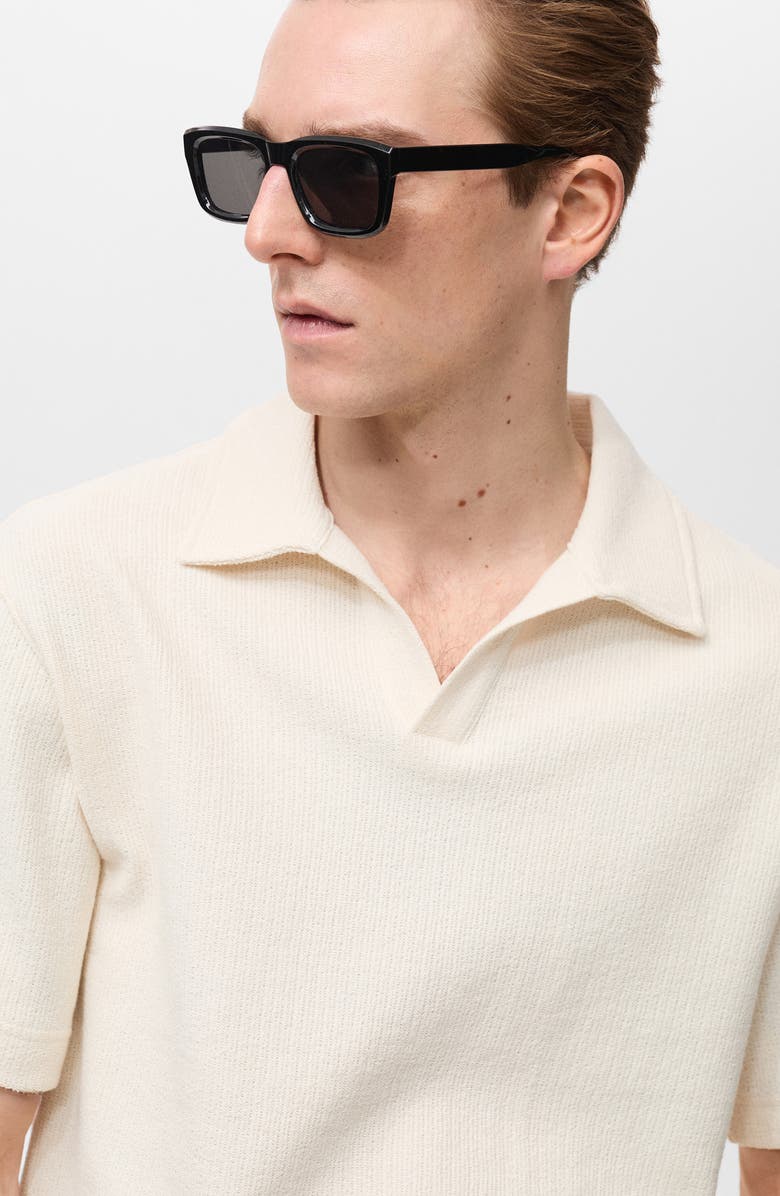 MANGO Ribbed Structure Cotton Blend Polo, Alternate, color, 