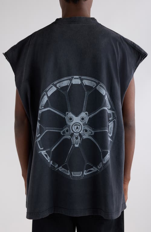 Balenciaga X Automobili Lamborghini Sleeveless Graphic T-shirt In Blue