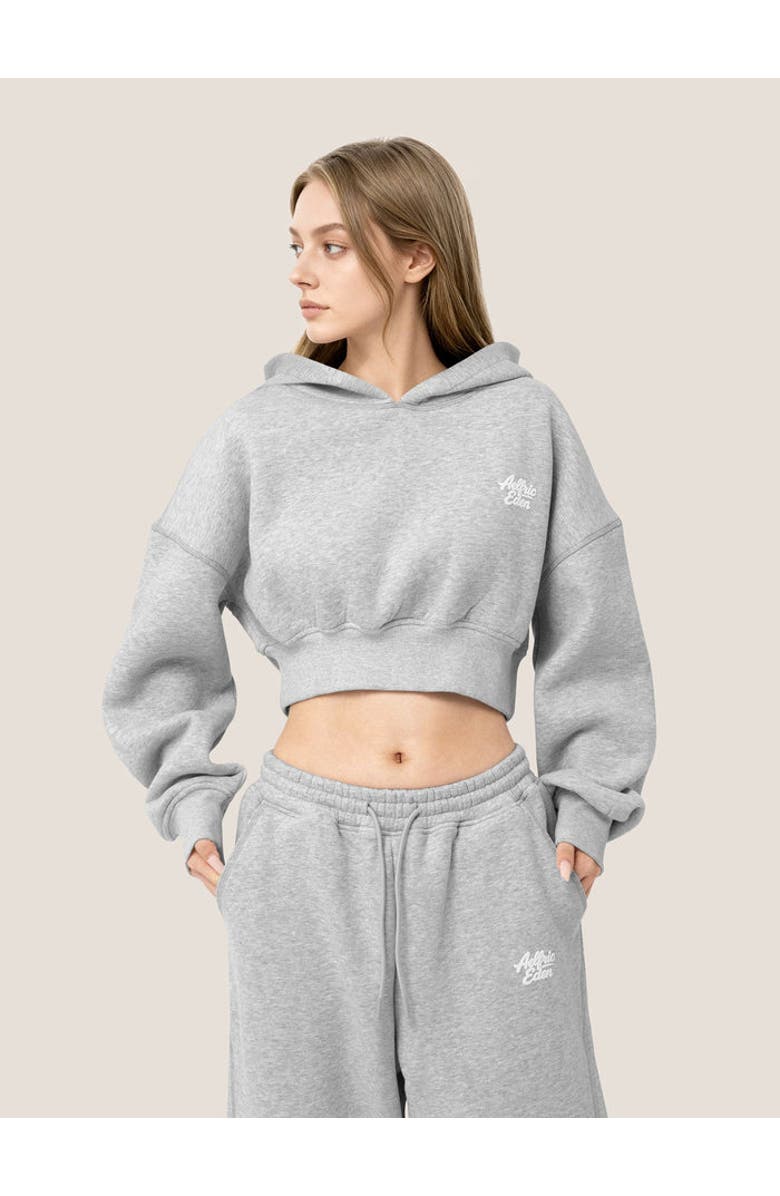 AELFRIC EDEN Cloud Essential Fleece Cropped Pullover Hoodie Set, Alternate, color, Grey