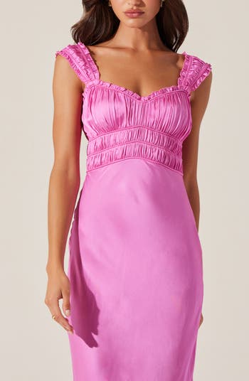 Enola Smock Bodice Satin Dress