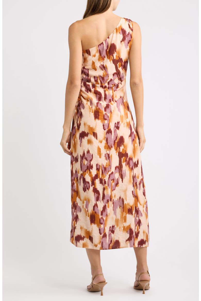 One-Shoulder Abstract Print Dress, Alternate, color, TAUPE