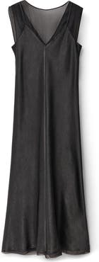 MANGO Contrasting Sleeveless Satin Maxi Dress