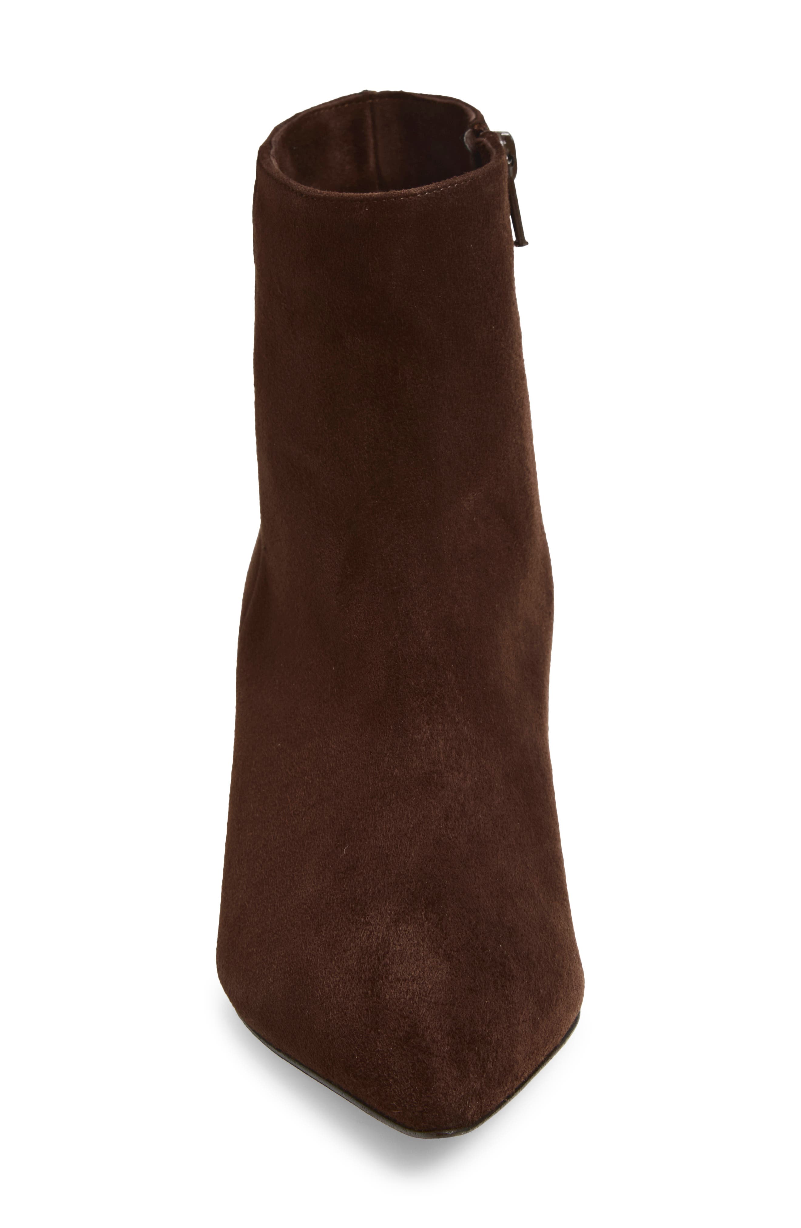 Nerina Pointed Toe Bootie, Alternate, color, DARK BROWN SUEDE