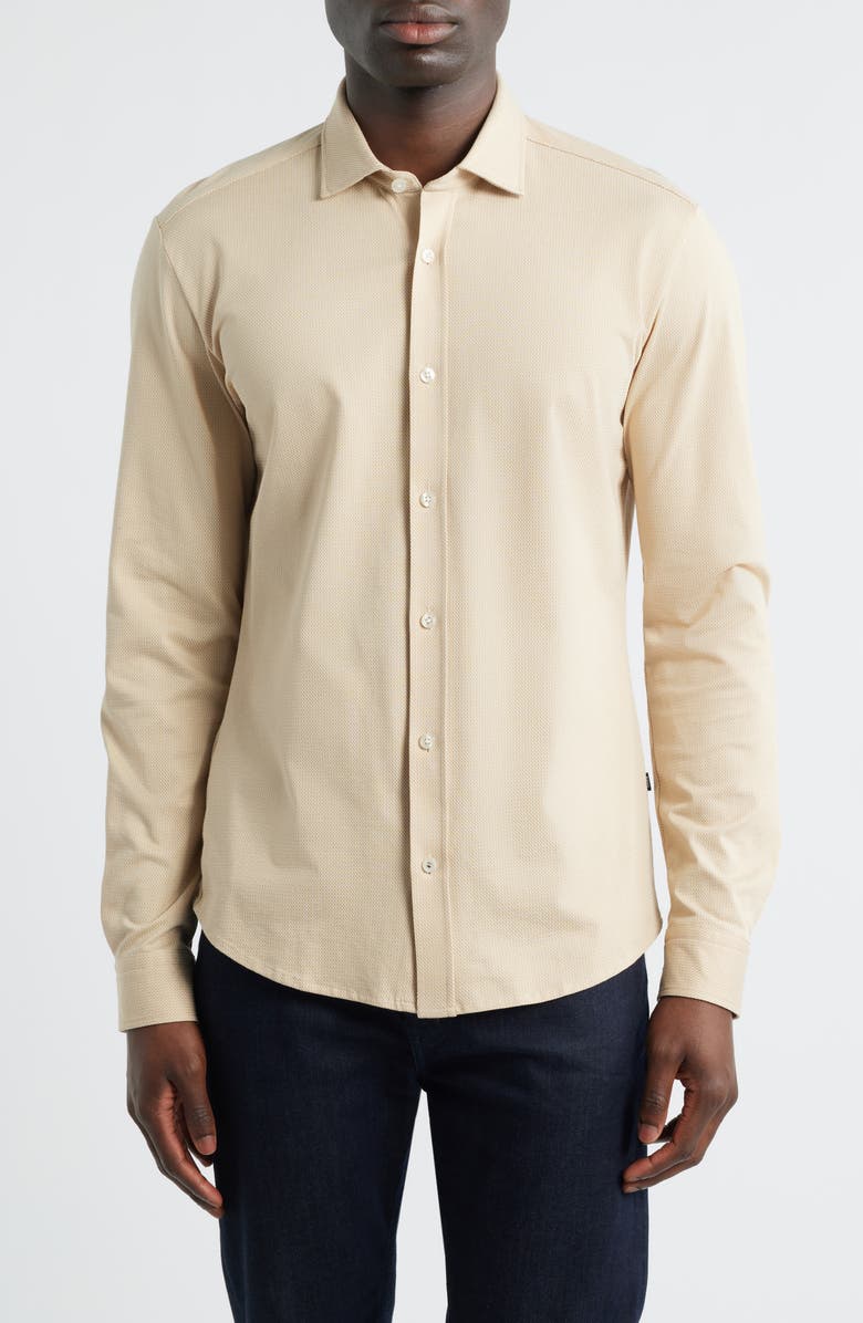 BOSS Roan Button-Up Shirt, Main, color, Open Beige