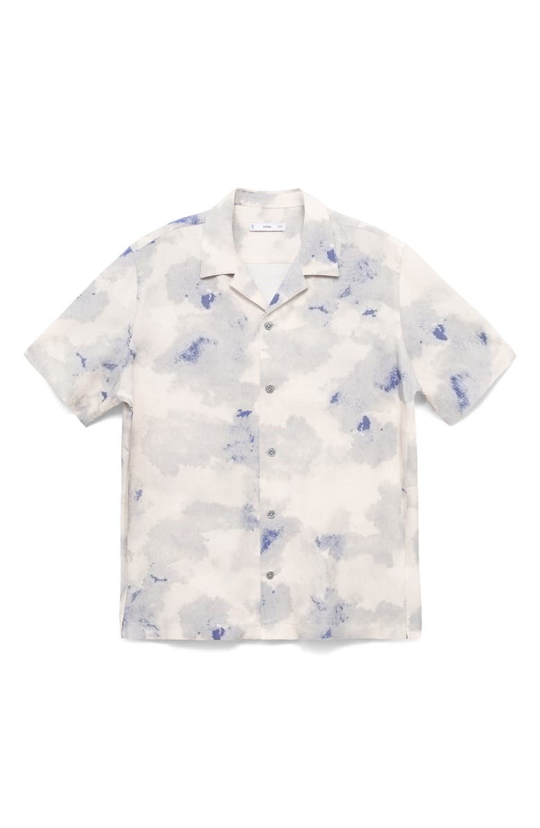MANGO Printed Bowling Shirt, Alternate, color, Light/ Pastel Grey