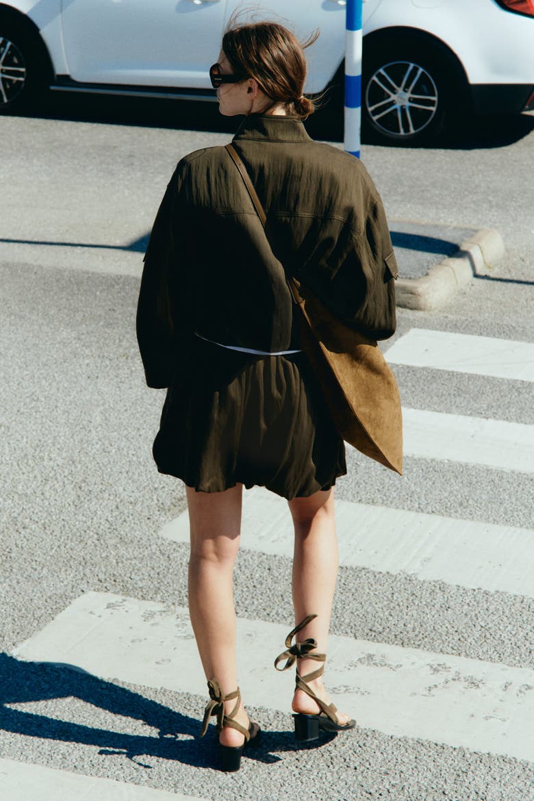 Bubble-hem Skirt, Alternate, color, Dark khaki green