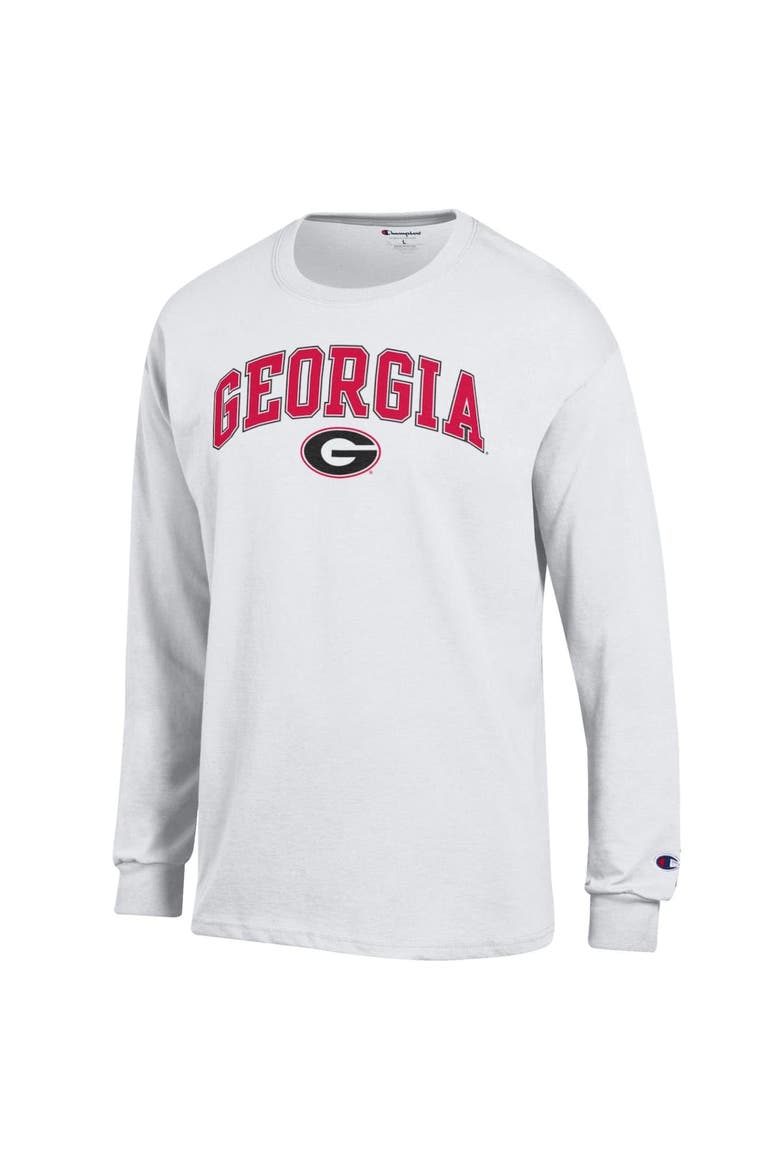 Men's Champion  White Georgia Bulldogs Arched Logo Long Sleeve T-Shirt, Alternate, color, White