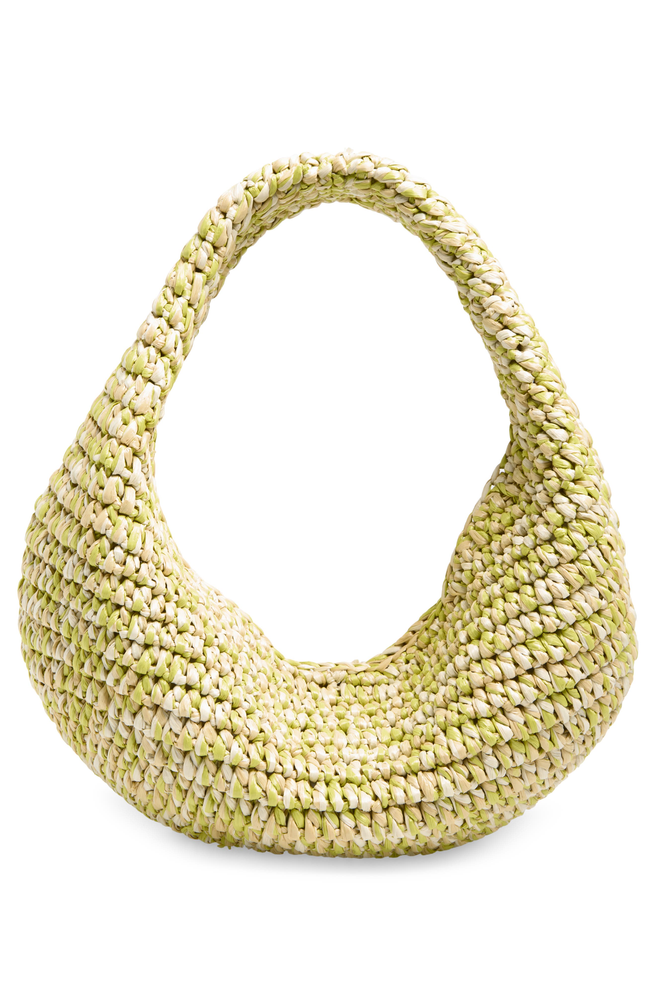 Khaite Medium Olivia Raffia Hobo Bag, Alternate, color, 675 Citron / White