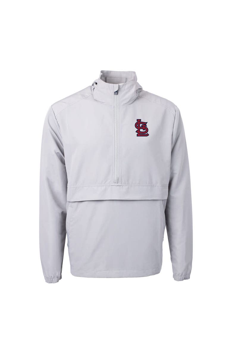 Cutter & Buck Men's Cutter & Buck Gray St. Louis Cardinals Charter Eco Recycled Half-Zip Anorak Jacket, Alternate, color, 