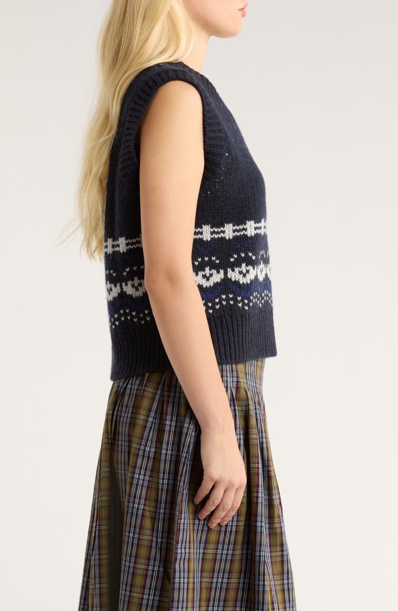 Damson Madder Rhona Wool Sweater Vest, Alternate, color, Navy