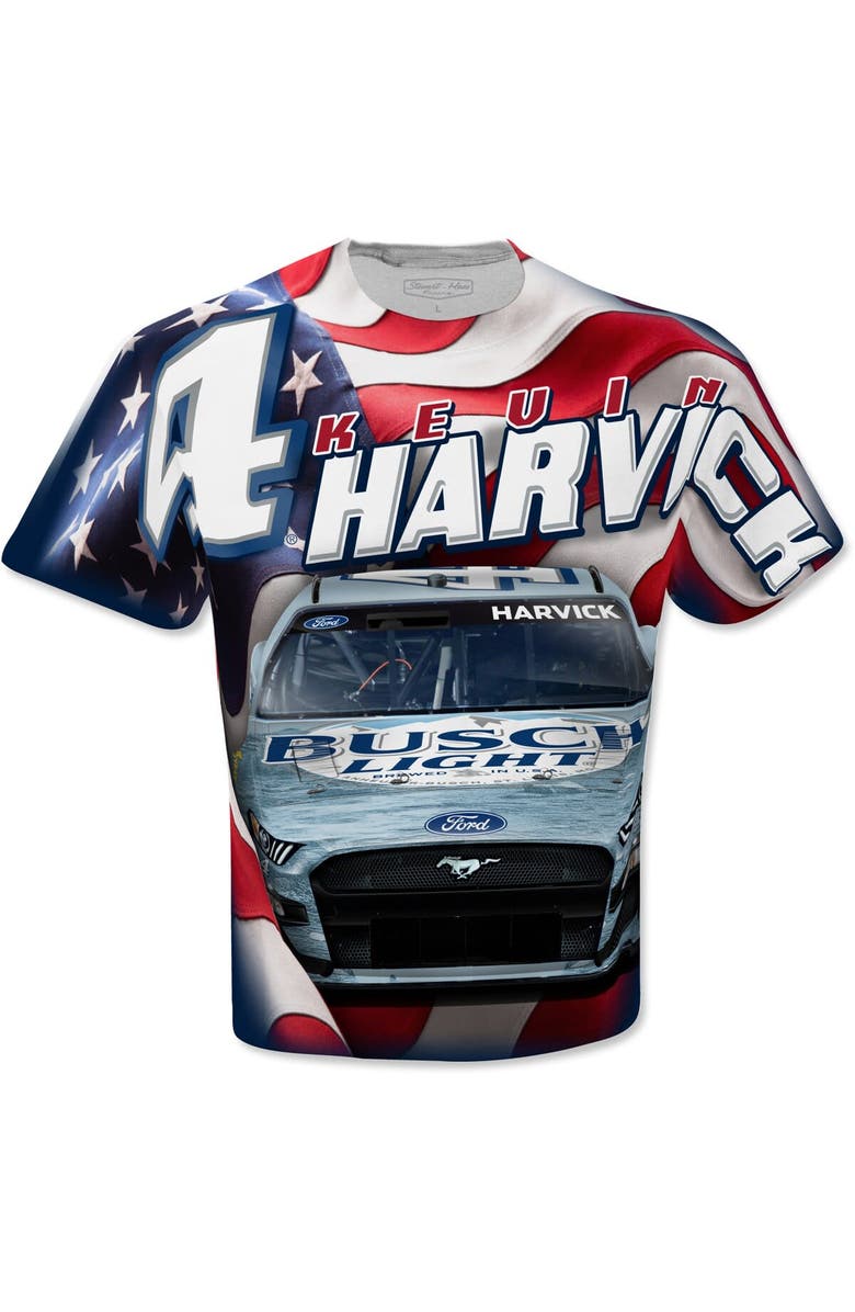 STEWART-HAAS RACING Men's Stewart-Haas Racing Team Collection White Kevin Harvick Sublimated Patriotic T-Shirt, Alternate, color, White