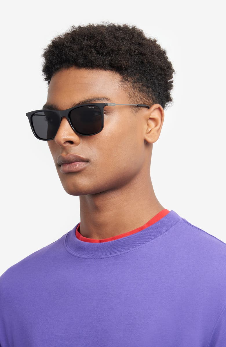 Polaroid 55mm Polarized Rectangular Sunglasses, Alternate, color, 