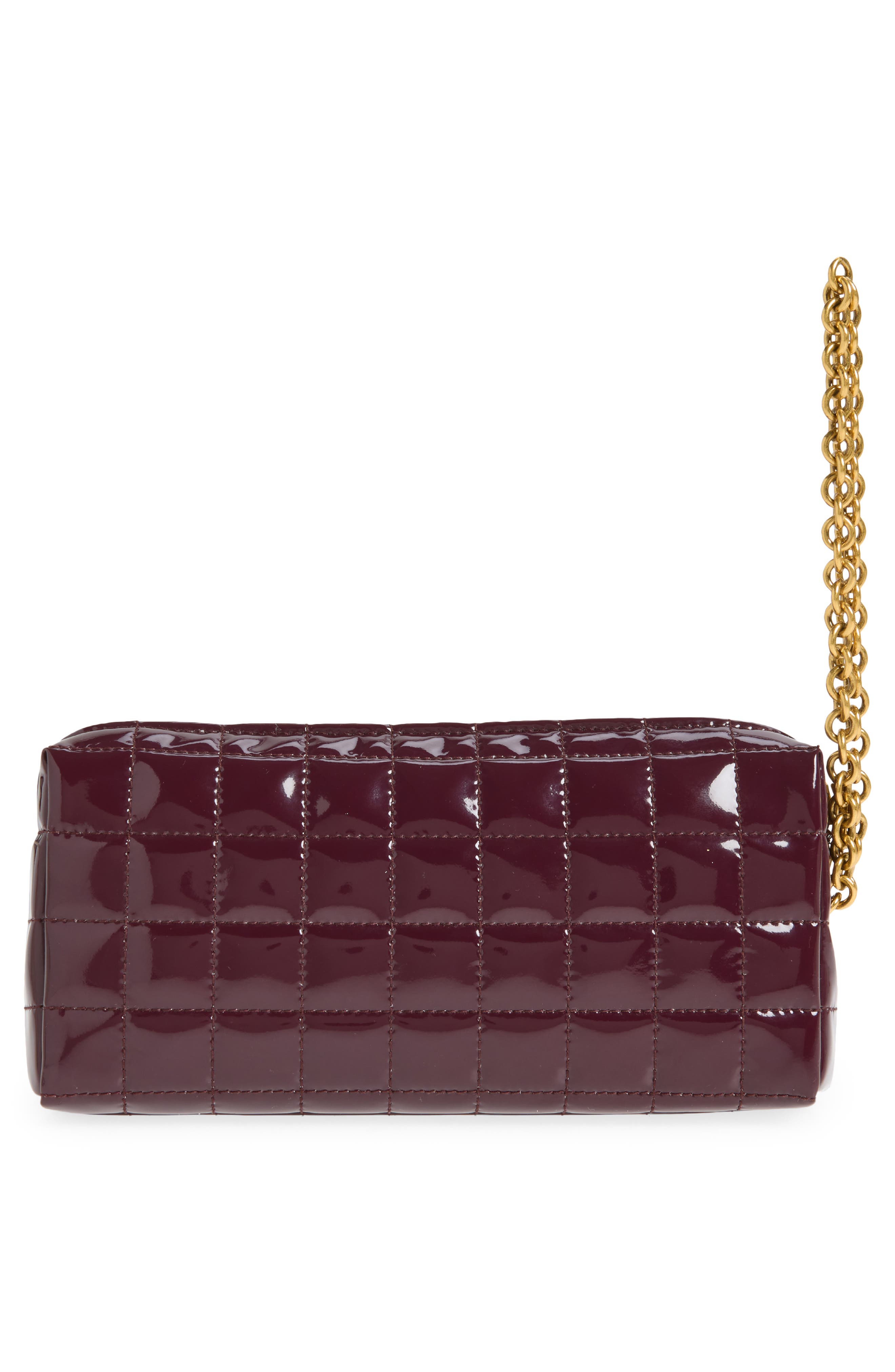 Saint Laurent Cassandre Bijou Matelassé Carré Leather Wristlet, Alternate, color, Dark Red Wine