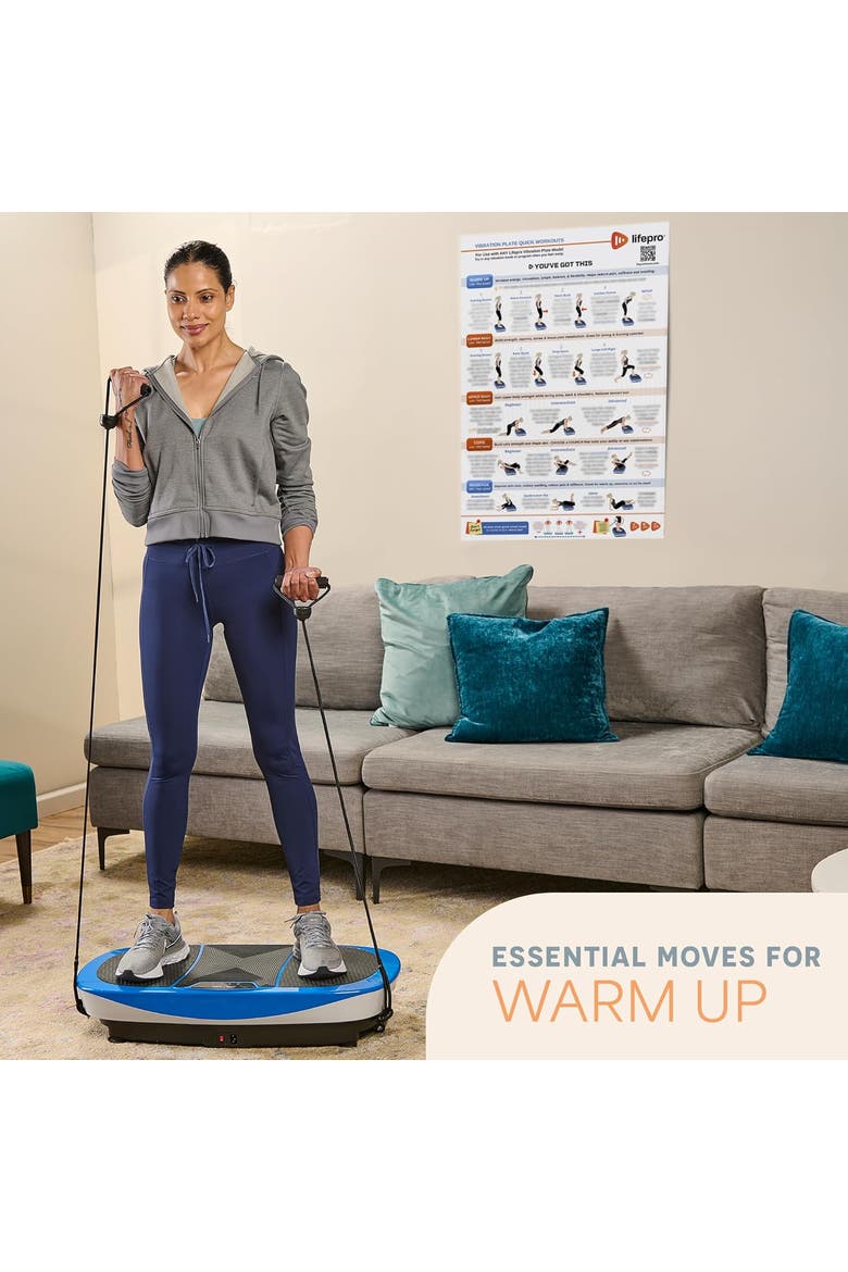 Vibration Plate Exercise Poster Laminated Whole Body Workout Chart, Alternate, color, Laminated
