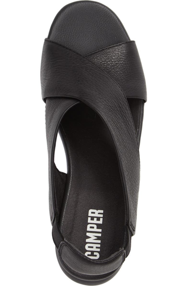 Camper Balloon Slingback Wedge Sandal, Alternate, color, Black Leather