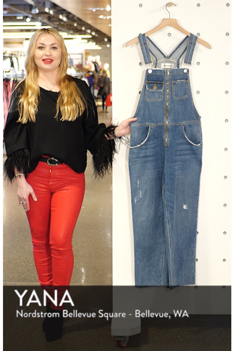 Benji Zip Front Nonstretch Denim Overalls video