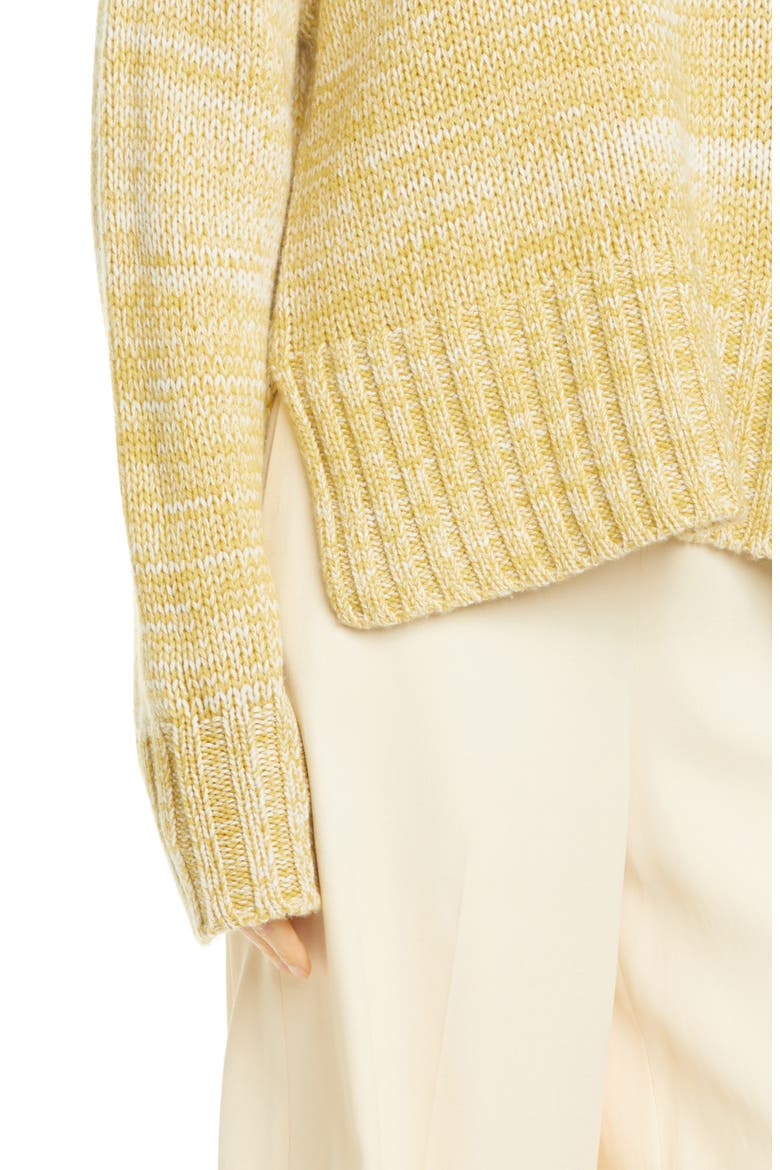 Camuto Marled Slit Sweater, Alternate, color, OFF WHITE/ MOSS GLOW