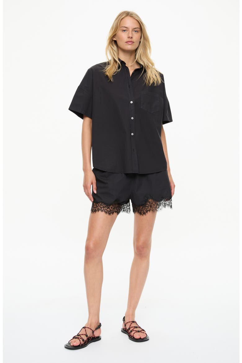 Lumi Lace Trim Shorts, Alternate, color, BLACK
