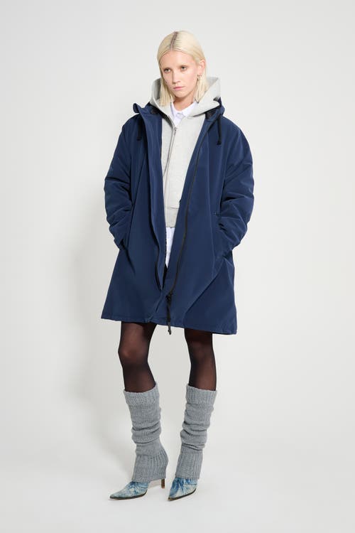 Stutterheim Mosebacke Matte Winter Coat In Blue