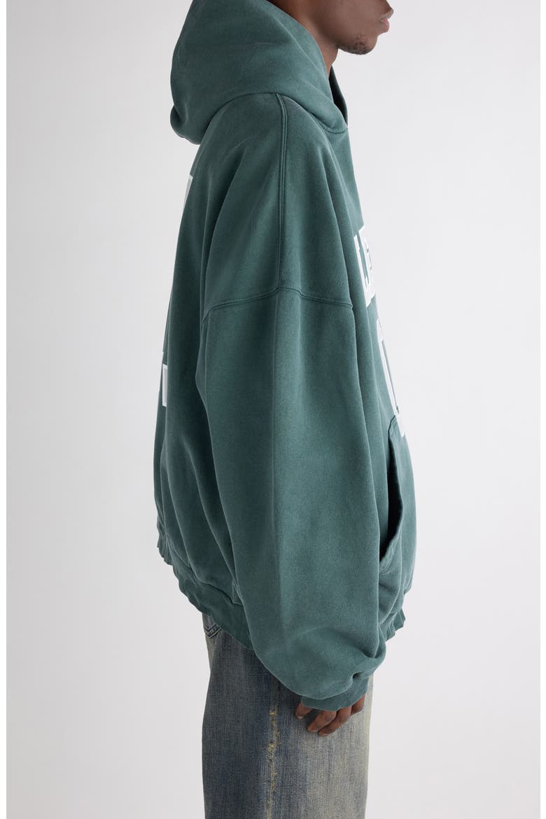 Oversize Cotton Hoodie, Alternate, color, DARK GREEN/ LIGHT GREY