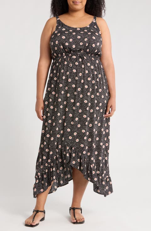 Ruffle Asymmetric Slipdress (Plus)