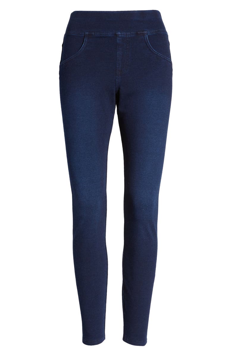 Hue Game Changing Seamless Denim Leggings, Alternate, color, Dark Rinse Wash