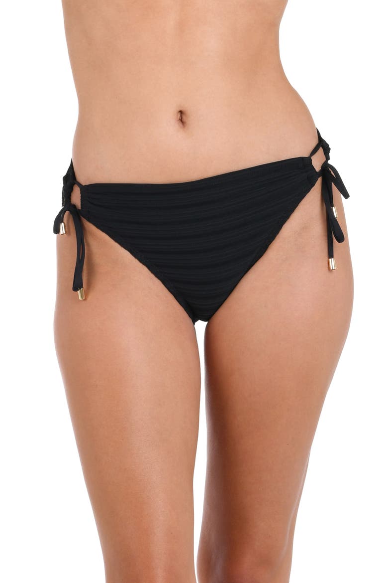 Fluid Lines Adjustable Loop Hipster Bikini Bottoms, Main, color, BLACK