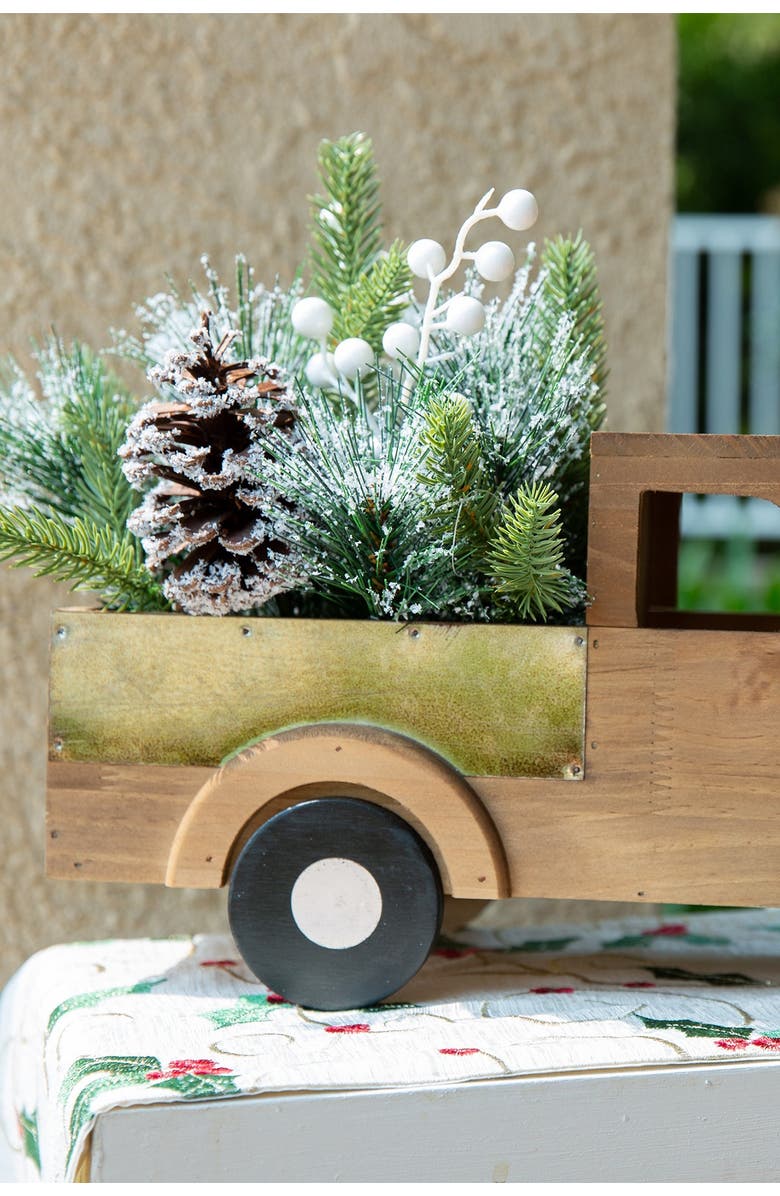FLORA BUNDA 17" Xmas Mix in Wood Truck, Alternate, color, Natural