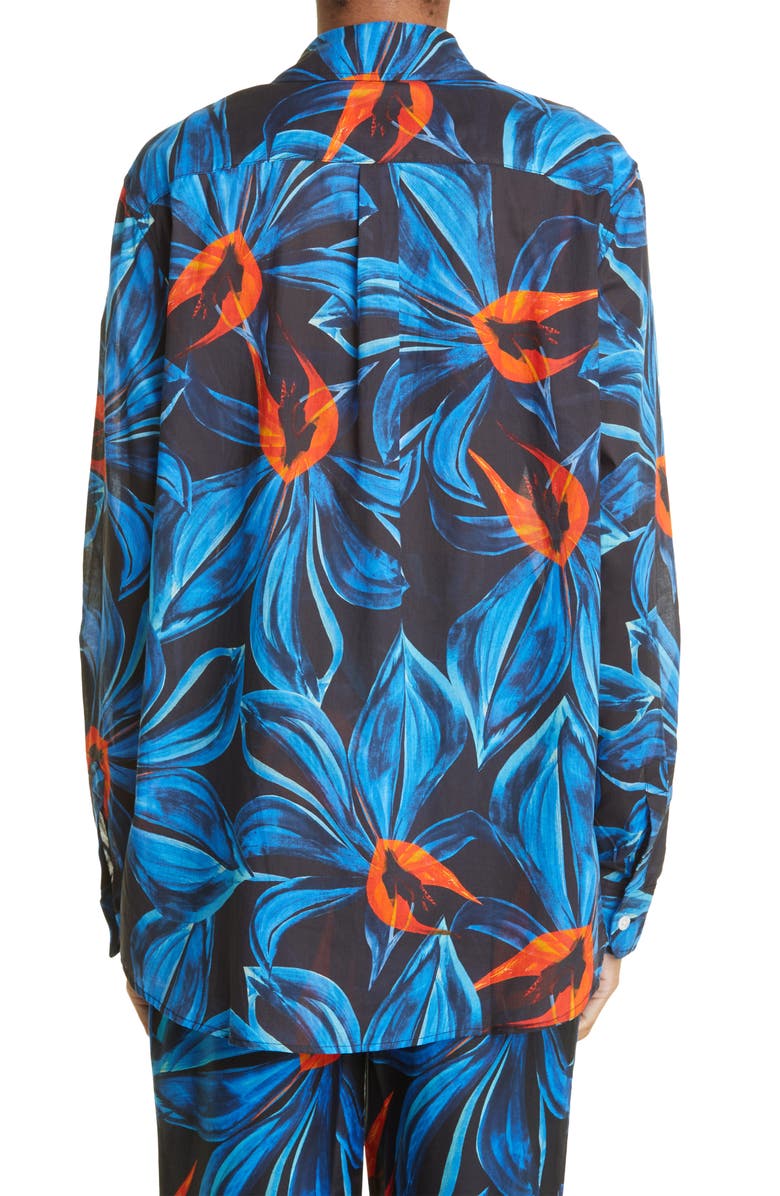 Louisa Ballou Floral Print Cotton Button-Up Shirt, Alternate, color,