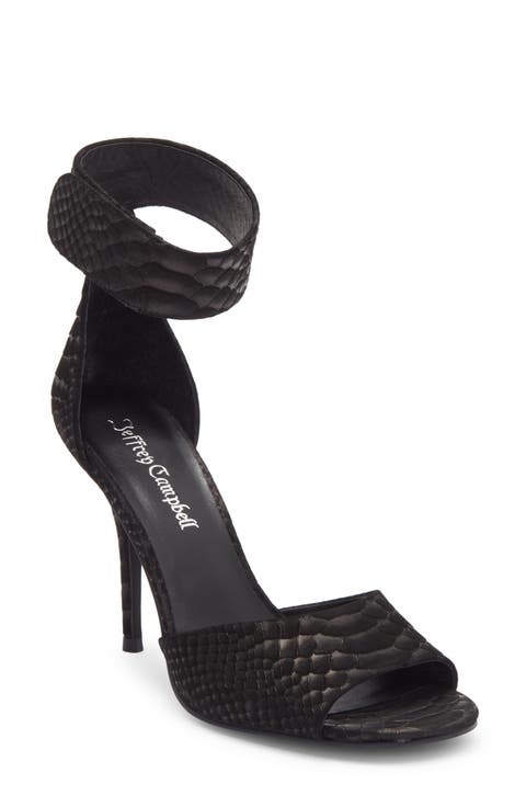 La Vida Snakeskin Embossed Ankle Strap Sandal (Women)