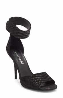 Jeffrey Campbell La Vida Snakeskin Embossed Ankle Strap Sandal