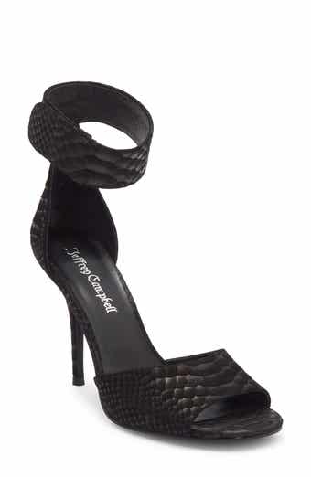 Jeffrey Campbell La Vida Snakeskin Embossed Ankle Strap Sandal