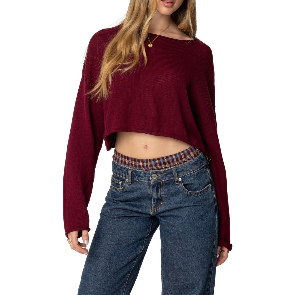Edikted Shyrah Oversize Crop Sweater In Burgundy