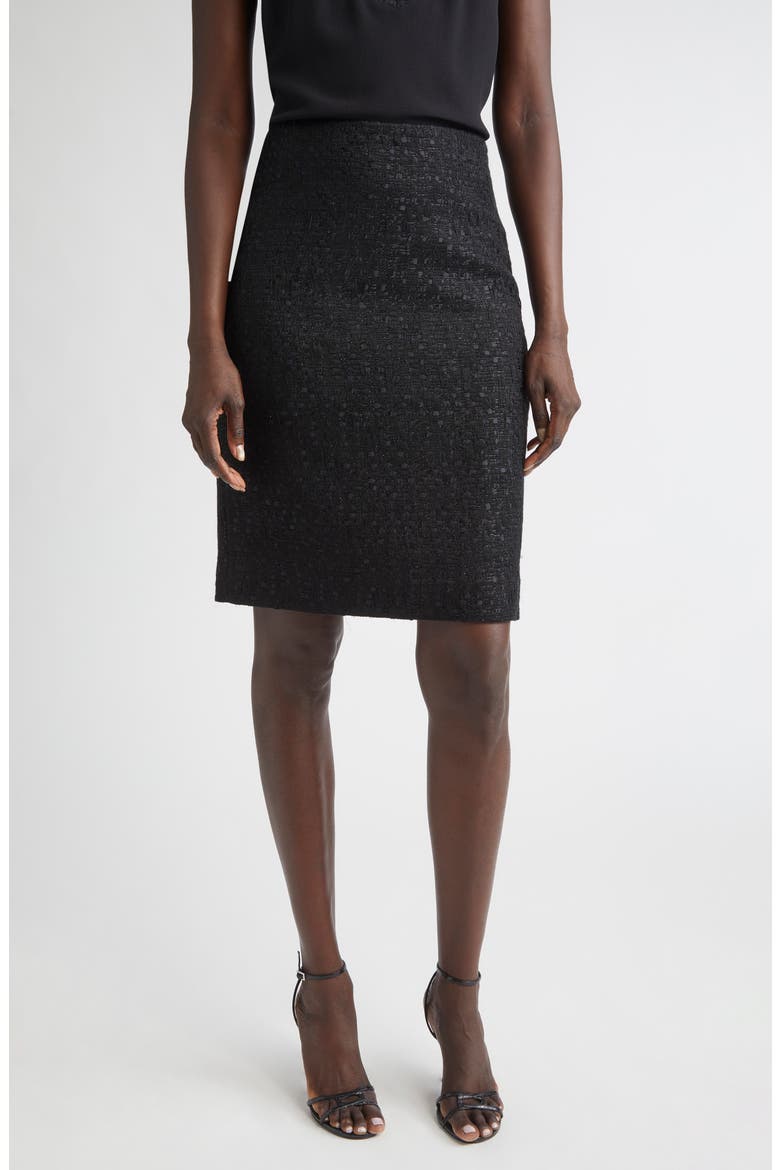Compact Tape Tweed Skirt, Main, color, BLACK