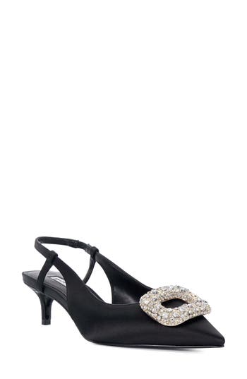 Dune London Centrepiece Slingback Pointed Toe Kitten Heel Pump