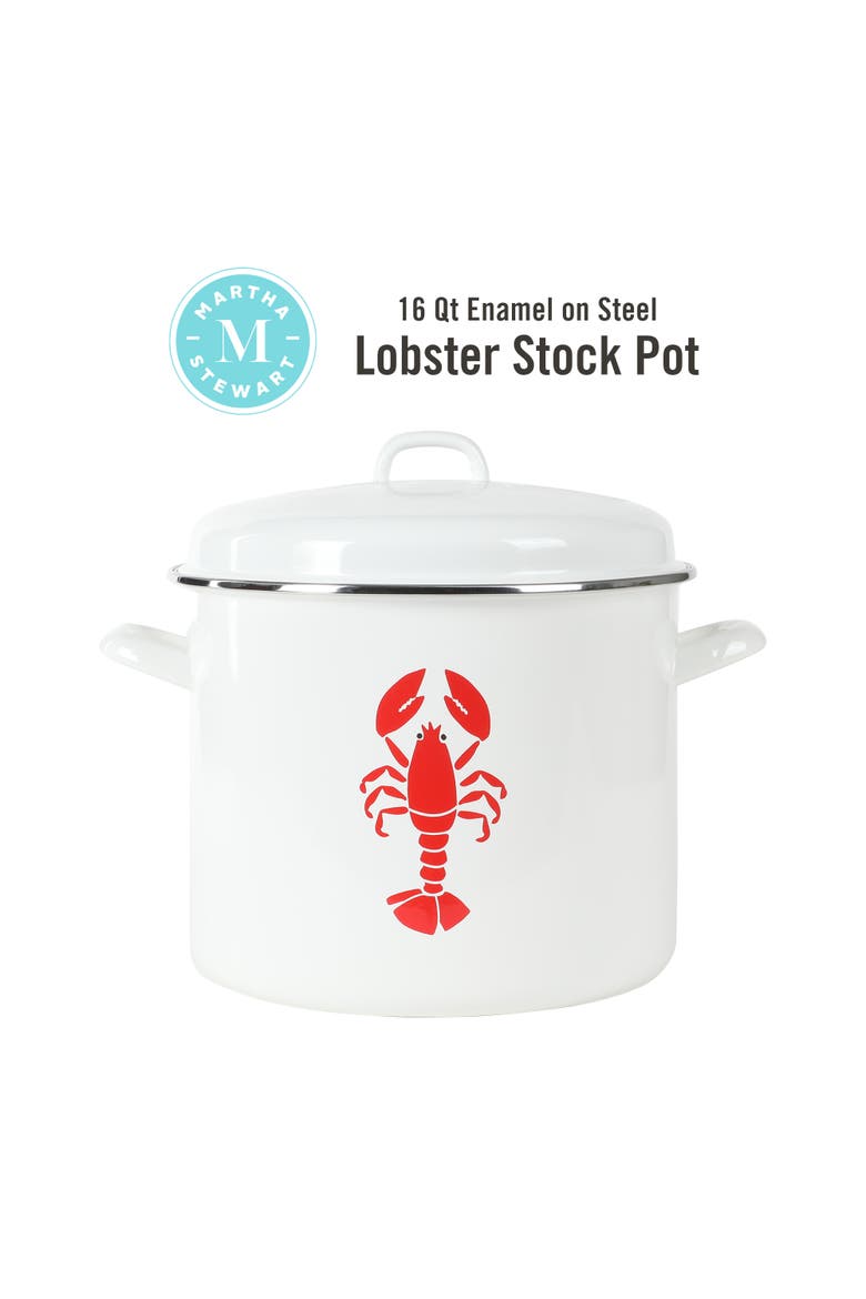 16-Quart Enameled Steel Lobster Pot Stock Pot, Alternate, color, Linen
