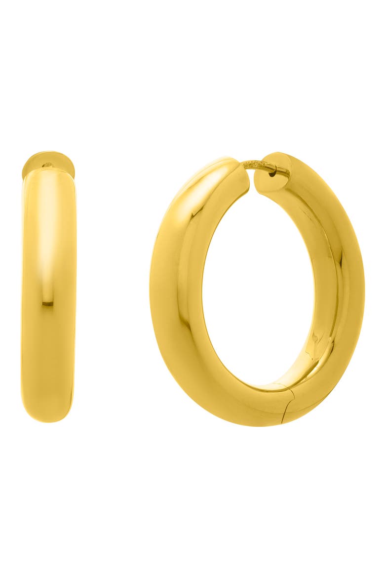 14K Gold Plated Sterling Silver 30mm Hoop Earrings, Alternate, color, YELLOW