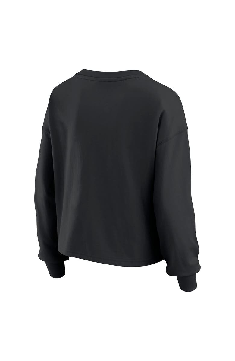 WEAR by Erin Andrews Women's WEAR by Erin Andrews Black New Orleans Saints Heavy Rugby Jersey Long Sleeve T-Shirt & Shorts Lounge Set, Alternate, color, Black