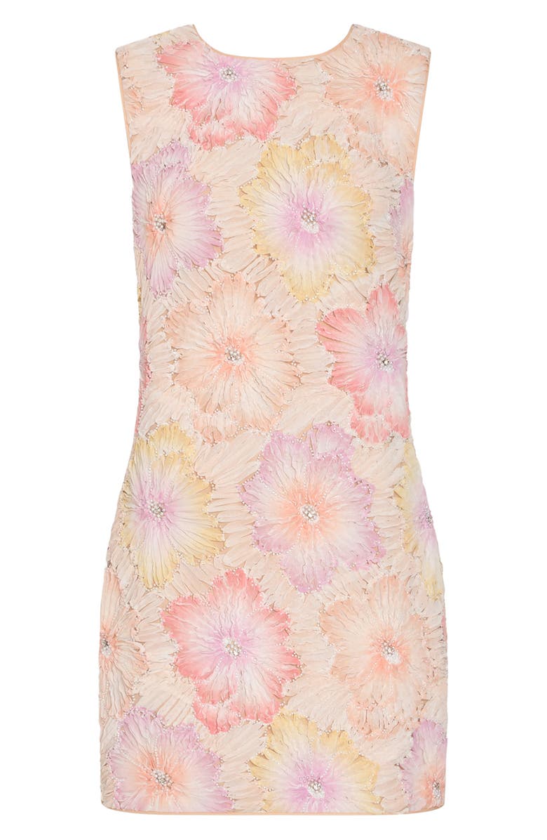 Milly Ivette Beaded Floral Appliqué Shift Minidress, Alternate, color, Rainbow Multi