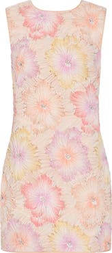 Milly Ivette Beaded Floral Appliqué Shift Minidress