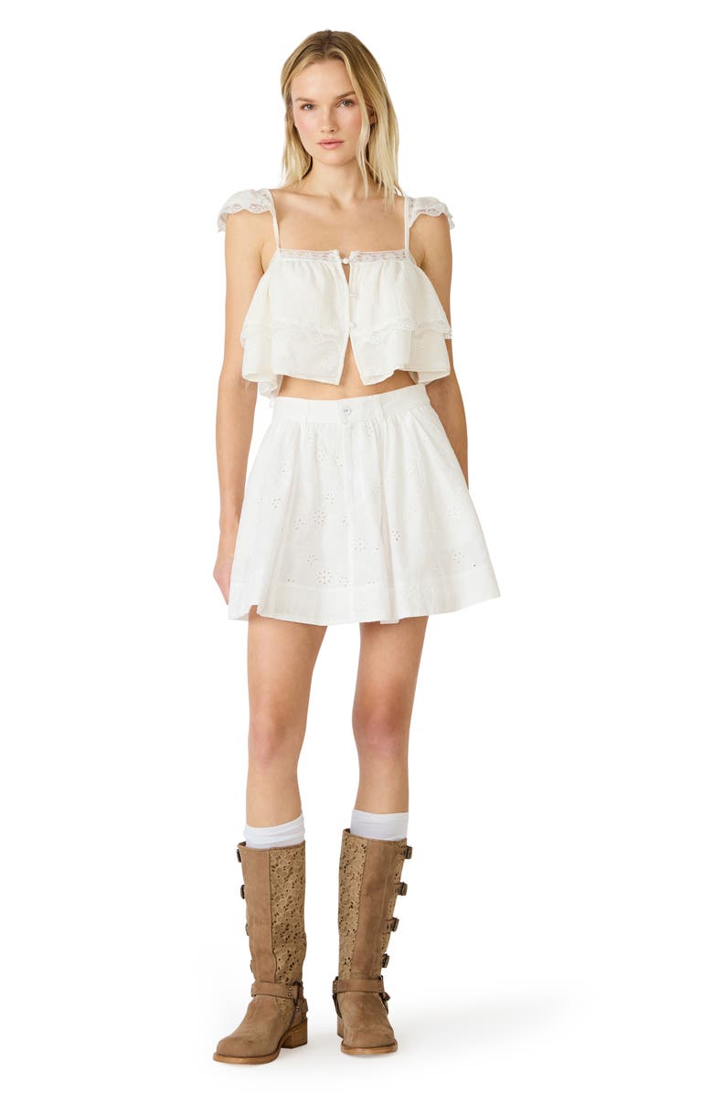 Steve Madden Vanny Floral Eyelet Cotton Miniskirt, Alternate, color, White